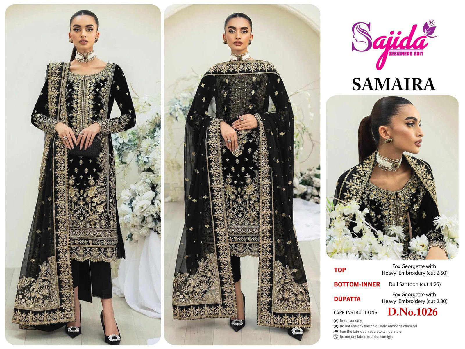 Samaira Vol 1 by Sajida Georgette Pakistani Salwar Kameez Exporters In India